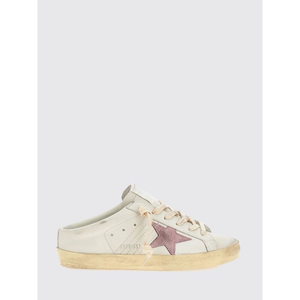Super-Star Leather Sabot Mules Golden Goose With Distressed Effect And Open Heel